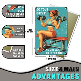 PEACHGARDEN Girl Gym Metal Sign Do Your Best Vintage Poster Motivational Wall Decor for Home Gym Workout Room Wall Art 8x12inch