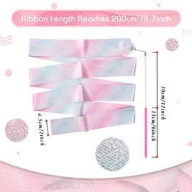 HUIANER Sparkling Dance Ribbons Glitter Streamers Flash Rhythmic Gymnastics Wands for Children Art Dances, Baton Twirling