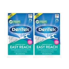DenTek DenTek Complete Clean Easy Reach Floss Picks, Advanced Fluoride Coating, Mouthwash Blast Flavor, 75 ct. (Pack of 2)