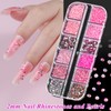 6 Boxes Sparkling Crystal Nail Rhinestones Pearls Kit, 2-6mm Flatback