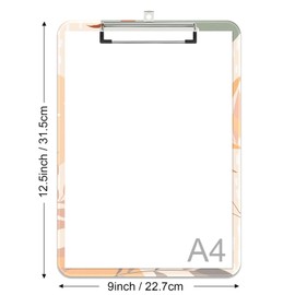 Rimilak Plastic Clipboards with Metal Clip, A4 Letter Size 9 x 12.5 in, Office Decorative for Students Women Men and Kids, Cute Custom Pattern, Yellow Leaves