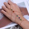 Atentuyi Layered Crystal Finger Ring Bracelet Gold Hand Chain Harness