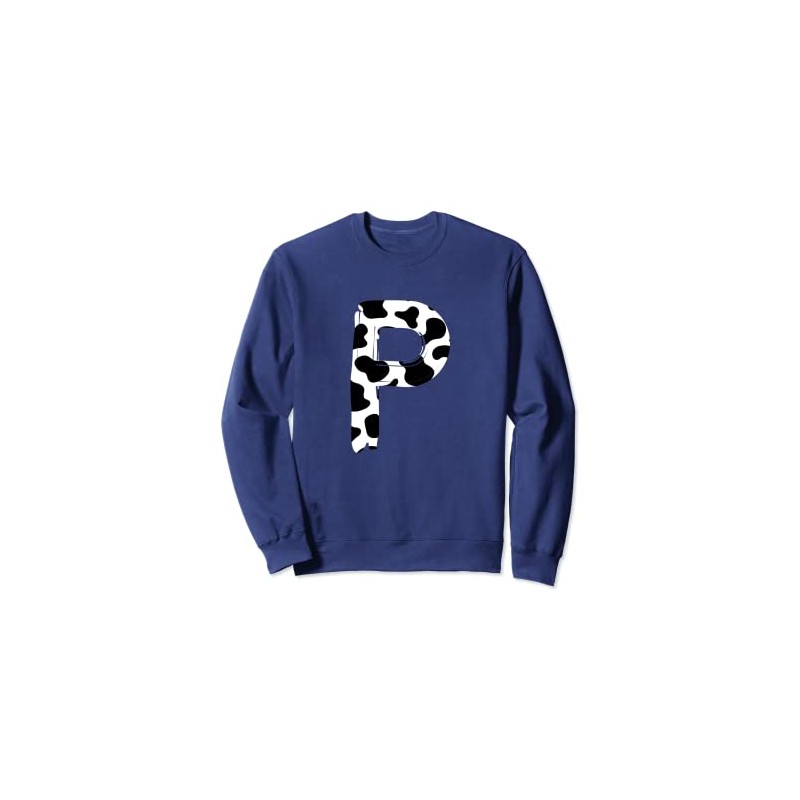 Creative Bold Marker Letter P - Cow Pattern Design Sweatshirt