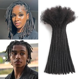 Dreadlock Extensions Human Hair 10-100 Strands 100% Full Handmade Permanent Loc Extension Human Hair for Women/Men/Kids Can Be Dyed Bleached Curled Twisted (0.4cm 1B, 8 inch 100 Strands)