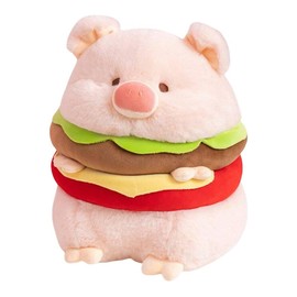 PUPUPANDA Cute Hamburger Pig Plush Toy,Soft Piggy Plushies Pillow,Kawaii Pig Cheeseburger Stuffed Animal Birthday Gift