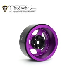 Treal 1.9 Beadlock Wheels (4pcs) Aluminum CNC Machined Wheels for 1:10 Scale Crawlers RC-Type E (Black-Purple)