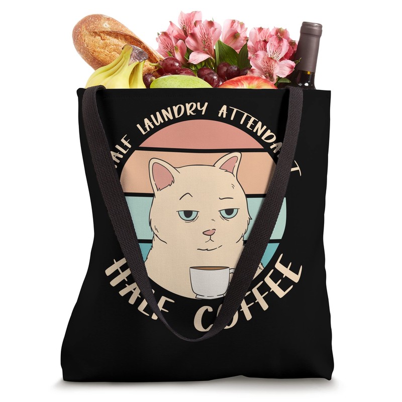 Half Laundry Attendant Half Coffee Cat Tote Bag