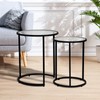 inoseen Round Glass Coffee Table Set 2 Black Nesting Table