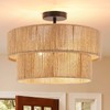 Fenluster Boho Semi Flush Mount Ceiling Light Rattan Ceiling Light