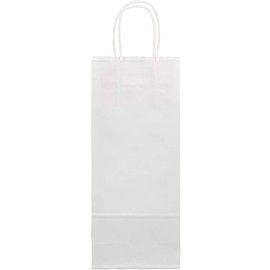JAM PAPER Wine Gift Bags - 5 1/4 x 3 1/2 x 13 - White Kraft - Bulk 100 Bags/Pack