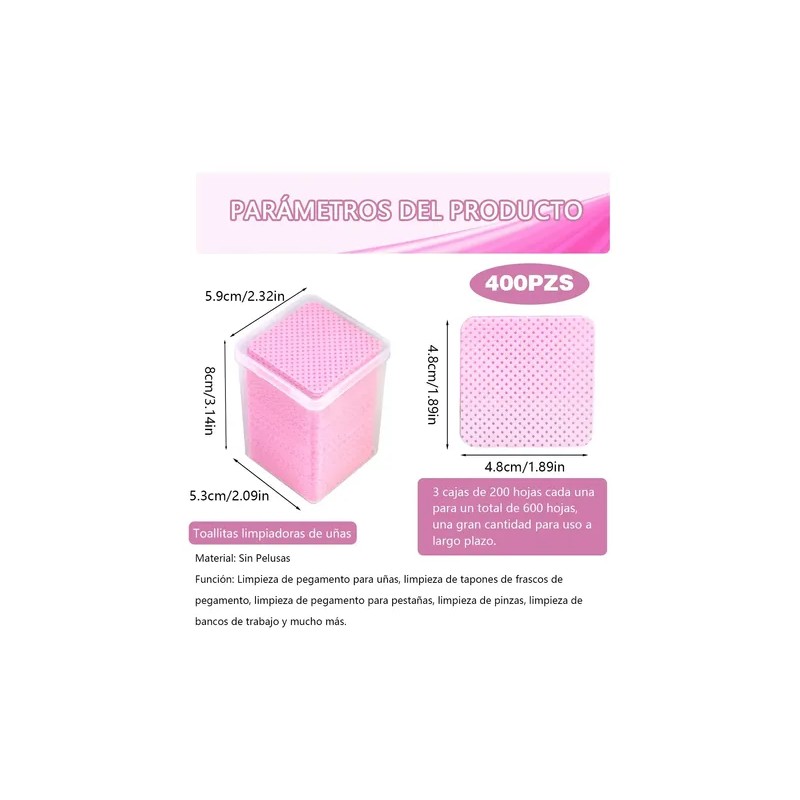400 Pcs Cuadrado Toallitas Limpiadoras Rojo Rosa
