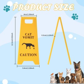 6 Pcs Cat Vomit Caution Sign - Funny 3D Printed Desk Warning Plaque for Pet Lovers | Mini Caution Signs for Desk, Cat Vomit Sign, Novelty Gag Gift & Floor Decor