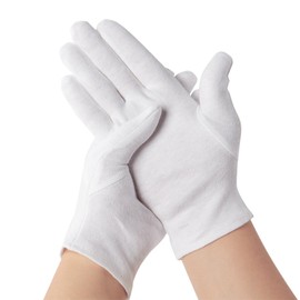 Esshogo 3 Pairs of Cotton Gloves, Cotton Jersey, Comfortable and Breathable Fabric Gloves with Certified Skin Compatibility for Skin Care, Daily Work etc. (M, White)