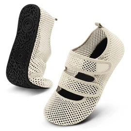 JOINFREE Men Water Socks Barefoot Shoes Non-Slip Aqua Socks for Boating Surf Socks Beach Diving Shoes BeigeMesh 14-15 Women/ 12-13 Men