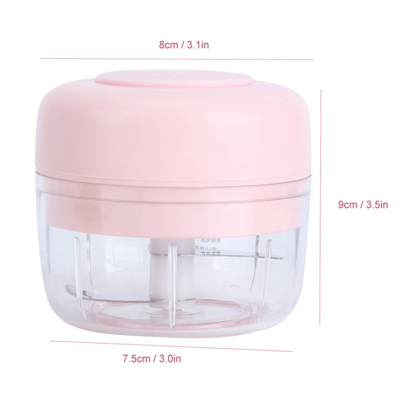 100ML Pink Garlic Grater USB Charging Electric Garlic Crusher Pressing