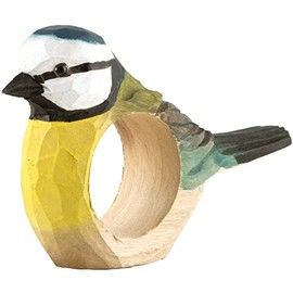 Wildlife Garden WG577 Blue Tit Napkin Ring - Hand Carved Wooden Napkin Ring for Table Decoration