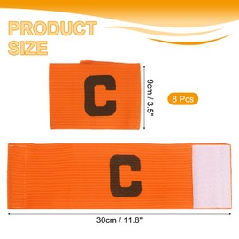 MECCANIXITY Soccer Captain Armband, Captain Arm Bands for Soccer Elastic Captain C Arm Band Sports Captain Armbands for Football Team Training Youth & Adult Orange, Pack of 8