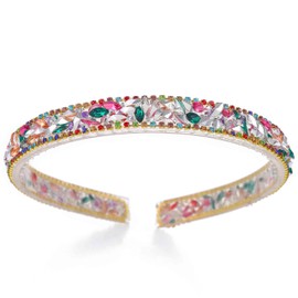 Firuilo Rhinestones Thin Headband Colorful Crystal Hairbands Sparkle Diamonds Head Bands for Women
