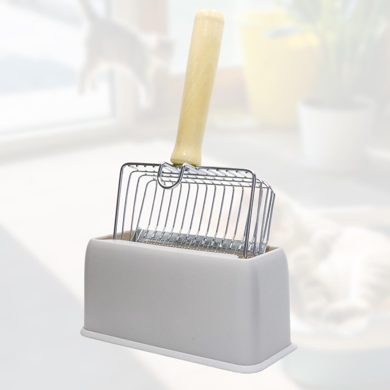 FULUDM Cat Litter Scoop with Container - Metal Cat Litter