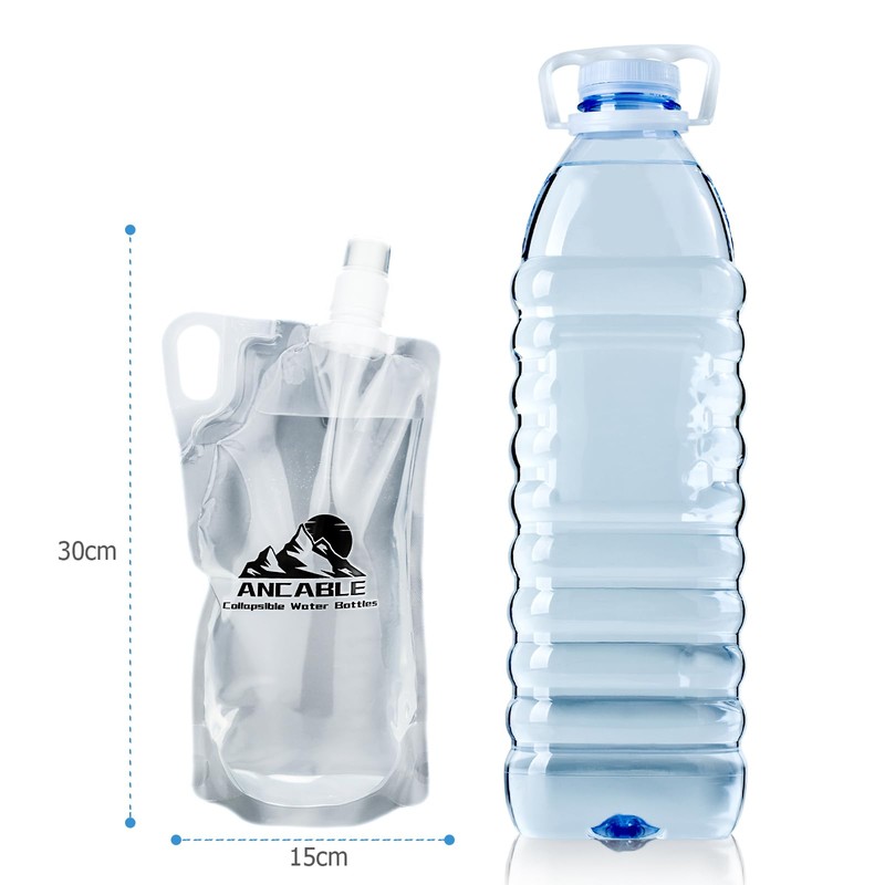 Ancable 1L Hiking Collapsible Water Bottles, 4-Pack 33OZ BPA-Free Foldable
