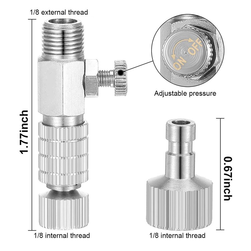 HUBEST 13pcs Multi-Size Airbrush Adapter with Adjustable Valve Metal Compressor