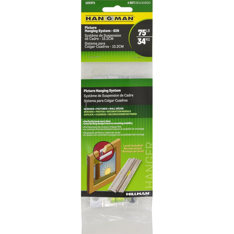 Hillman 122371 Hardware Hangman Picture and Mirror Hanging System 75lb,