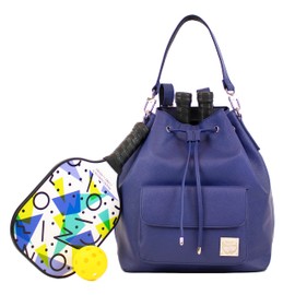 Tennis/ Pickleball Bucket Backpack- Shoulder Bag Combo, Navy Tennis bag, Women tennis bag, Pickleball bag, Women Pickleball bag, Women pikleball tote, Pickleball tote, Designer pickleball bag