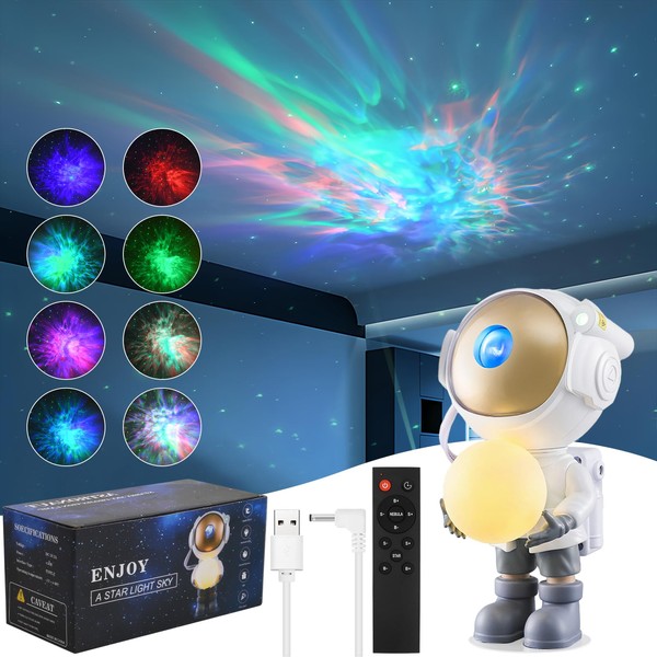 Bezavea Astronaut Galaxy Star Projector, 360°Adjustable Starry Night Light Projector,