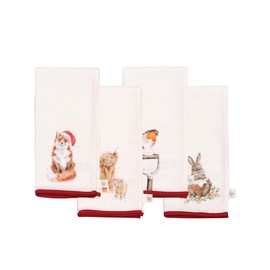 Wrendale Designs - Winter Wonderland' Christmas Animal Set of Four Fabric Napkins
