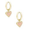Kendra Scott Ari Heart Huggie Earrings in 14k Gold-Plated Brass, Rose Quartz, Fashion Jewelry for Women
