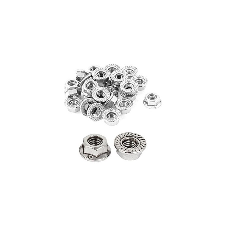 M6 x 1mm Thread 304 Stainless Steel Serrated Flange Metric