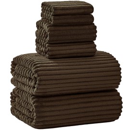 NALIVO Extra Large Bath Towel Set of 6 (40"x80"),Oversized Bath Sheet Super Soft Highly Absorbent Microfibers Quick Dry Luxury Shower Towel for Bathroom Spa Gym Hotel Yoga (Brown, 6Piece)