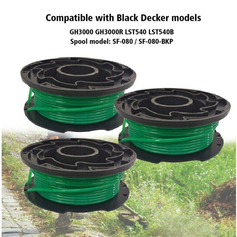 GH3000 Trimmer Replacement Spools Compatible with Black and Decker SF-080