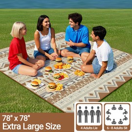 喜马拉雅 Picnic Blanket for Outdoors 78" x 78" Waterproof Camping Picnic Mat Large Folding Outside Blankets for Camping Party Beach Park Outdoor Picnic Supplies (Brown, 78" X 78")