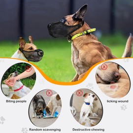 Durable Dog Muzzle for Small, Medium & Large Dogs，Soft & Breathable Air Mesh，Adjustable No-Bite Muzzle for Barking & Chewing，Open-Nose Design for Easy Breathing & Outdoor Comfort-Small