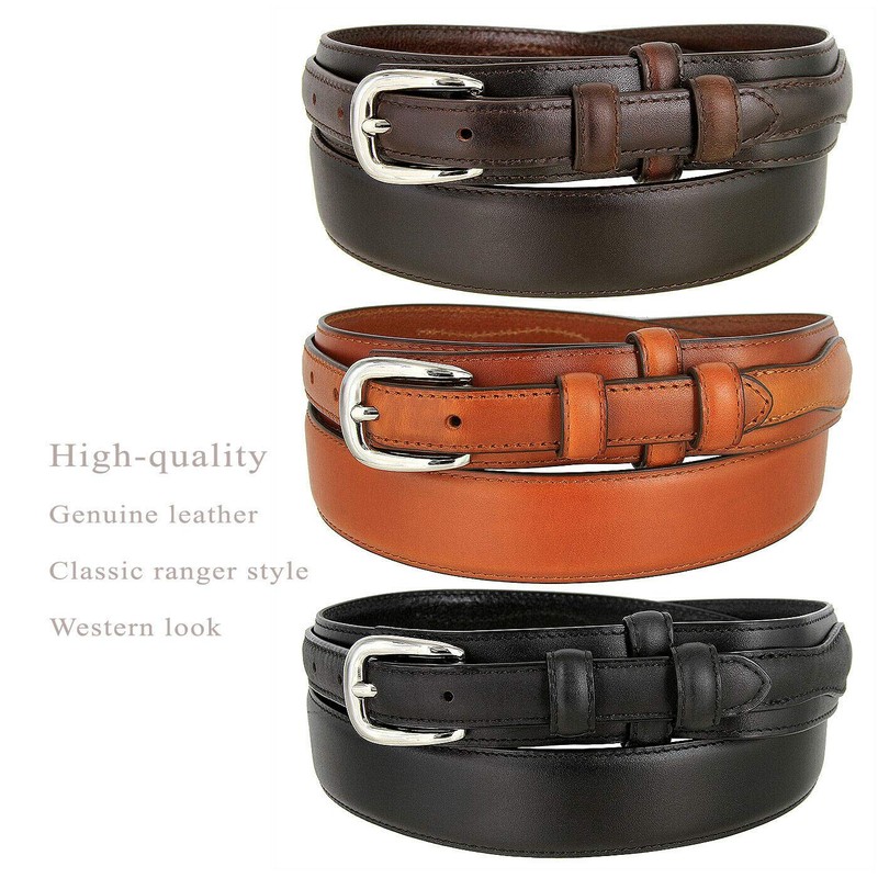 Men's Leather Ranger Belt 1 and 3/8" Wide Brown 32