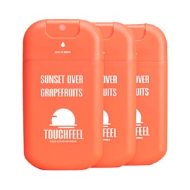TOUCHFEEL Power Mist Hand Sanitizer Spray, Scented Hydrating Hand Sanitizers Travel Size Refillable, Pocket Portable 3-Pack (Sunset over Grapefruits) 0.93Fl Oz 460-Sprays Each