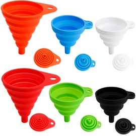 6 Pack Silicone Collapsible Kitchen Funnel for Water Beer Oil Filling Bottles 2 Size Flexible Foldable Mini Small Large Scoop Funnel Set Camp Kitchen Hand Tools Gadgets Accessories Must Have Finds