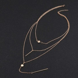 TseenYi Gold Layered Necklaces for Women Multilayer Bar Layered Choker Necklaces Y Dots Pendant Necklace Jewelry for Women and Girls(1 Pcs)