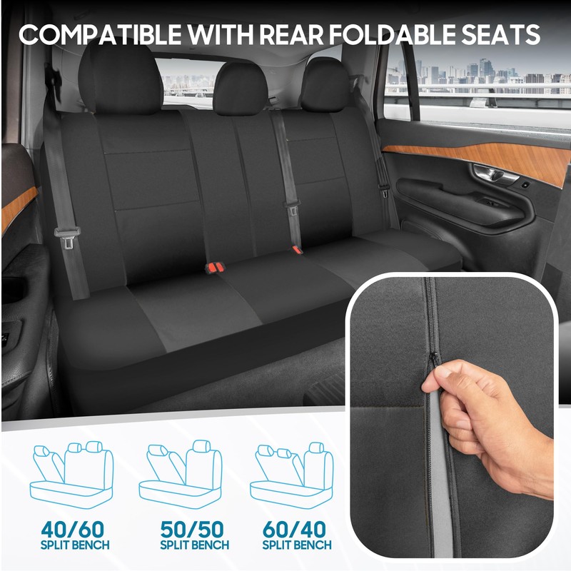 BDK PolyPro Car Seat Covers Full Set in Solid Charcoal