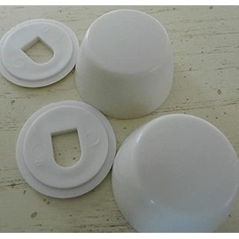 Flat Top Dome Caps for Toilet Floor Bolts, Easy Snap-On, Bright White Nylon by NuFlush