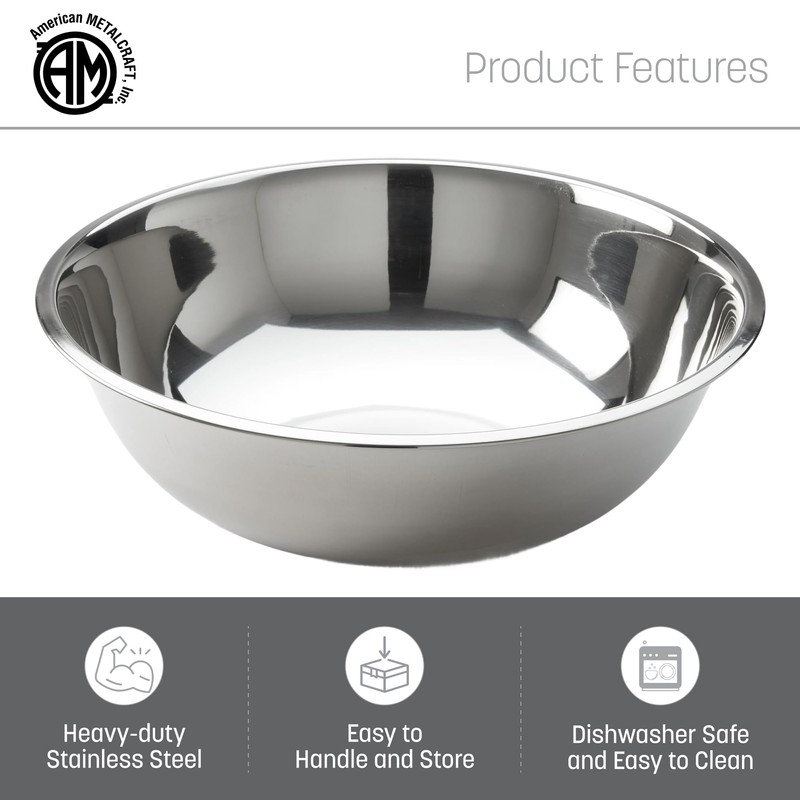 American Metalcraft 2 qt Stainless Steel Mixing Bowl,Silver
