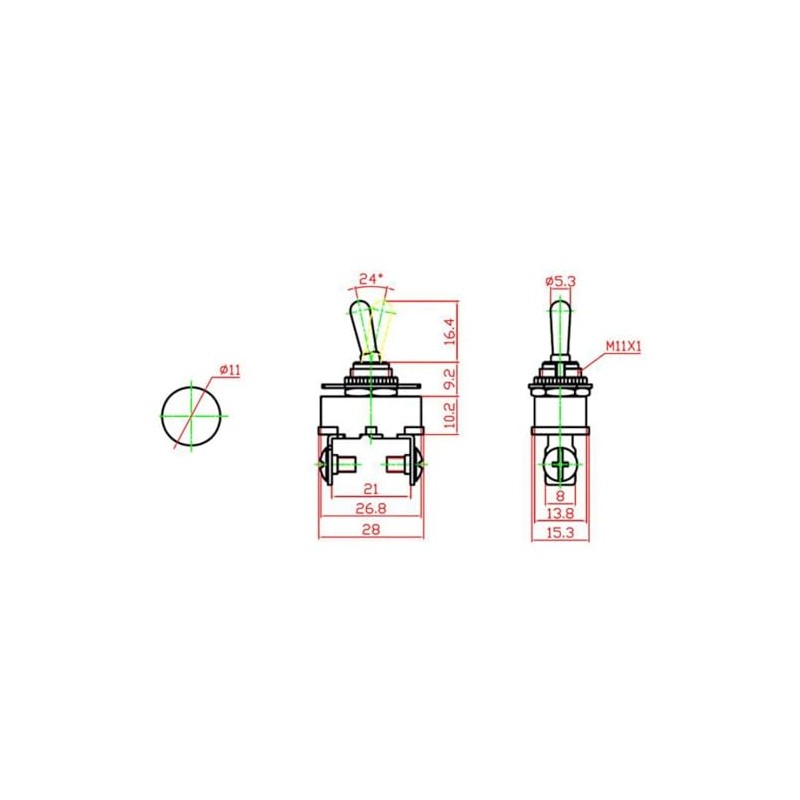 Car Toggle Switch SPST 2 Pin On/Off Switch DC 12