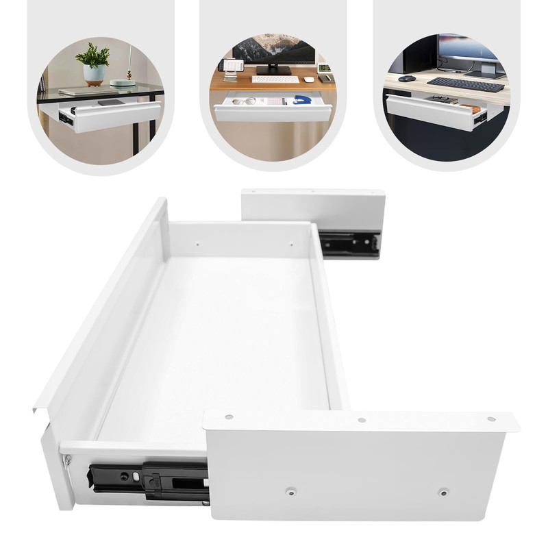 FFanhia 22 Inch Under Desk Mounted Sliding Pull-out Drawer Storage