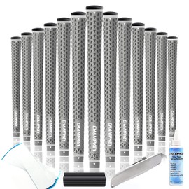 CHAMPKEY Y-360 Rubber Golf Grips 13 Pack Come with All Repair Kits - All Weather Performance, High Feedback and Traction Golf Club Grips（Midsize,Gray）