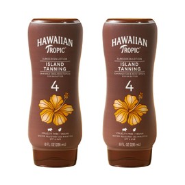 Hawaiian Tropic Hawaiian Tropic Island Tanning Lotion - Outdoor Tanning Lotion with SPF 4, Oxybenzone Free Sunscreen, 8oz, Twin Pack