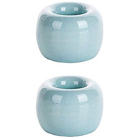 JMScape Mini Ceramic Couple Toothbrush Holder, Hand-Made 2 Piece Set for Bathroom Toothbrush Holder and Office Pen Holder, Suitable for Home (Blue)