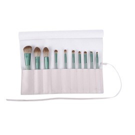 Organizador de brochas de maquillaje, organizador de brochas de maquillaje, bolsa de cosméticos, bolsa de viaje portátil para cepillos con ruedas, bolsa de almacenamiento de brochas de piel sintética con correa para el cinturón, Gris