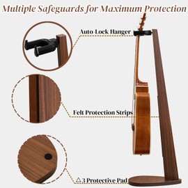 Guitar Stand, Wood Guitar Stands Auto Lock for Acoustic Guitar, Wooden Guitar Stand Floor, Auto Lock Handing Guitar Stand for Electric Guitar, Acoustic, Bass Gift for Guitar Player