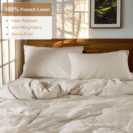 SONORO KATE 100% French Linen Duvet Cover, Soft Breathable for Hot Sleepers, Moisture Wicking & Durable Cover Set - Zipper Closure & 4 Corner Ties Duvet Covers 3 Piece (Linen,Cal King)